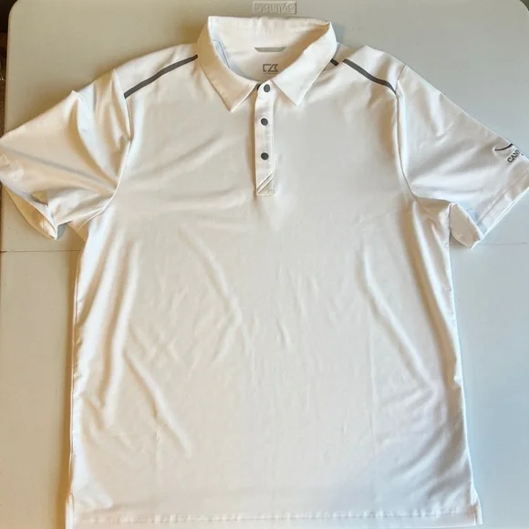 Cutter & Buck Men’s Drytec 50+ Sun Protection White Golf Polo Shirt Size L - Picture 1 of 7